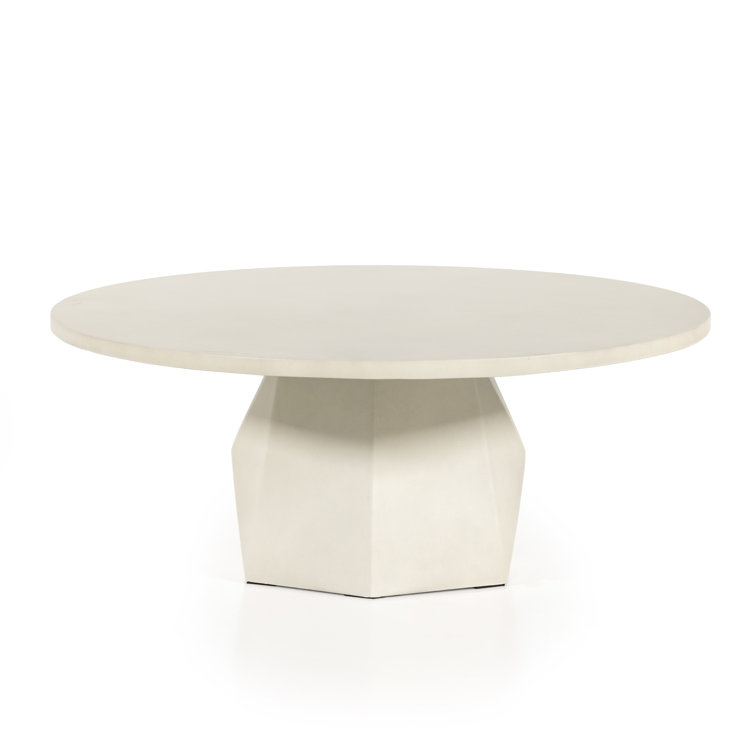 Schuller 40'' White Polished Concrete Round Coffee Table