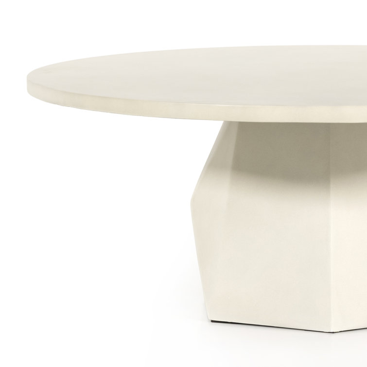 Schuller 40'' White Polished Concrete Round Coffee Table