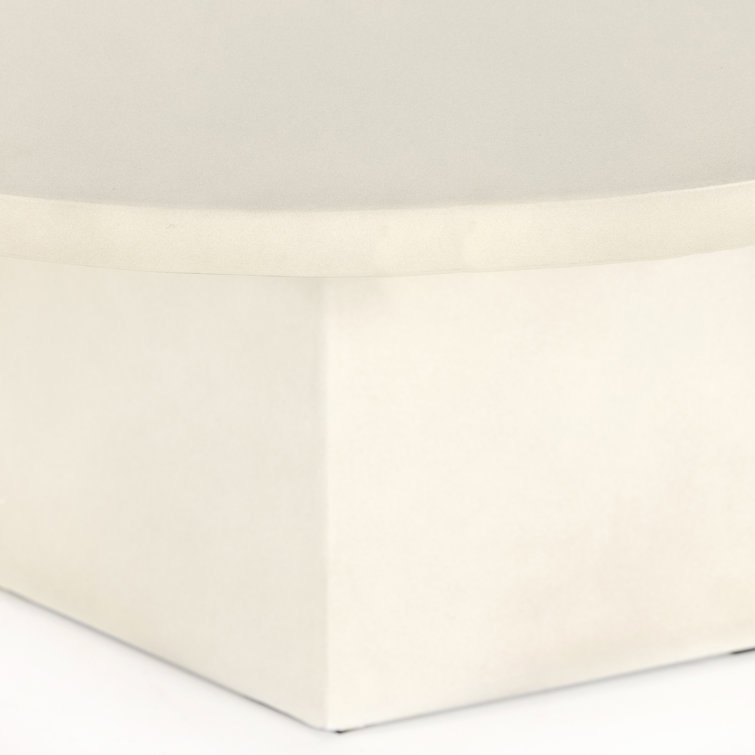 Schuller 40'' White Polished Concrete Round Coffee Table