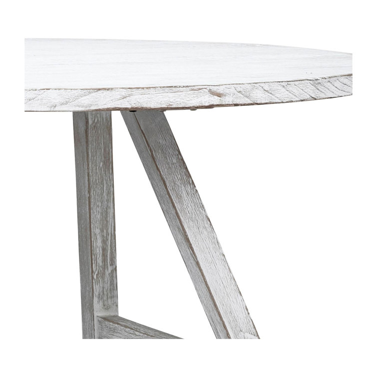Contemporary 56" Round Reclaimed Pine Dining Table in Whitewash