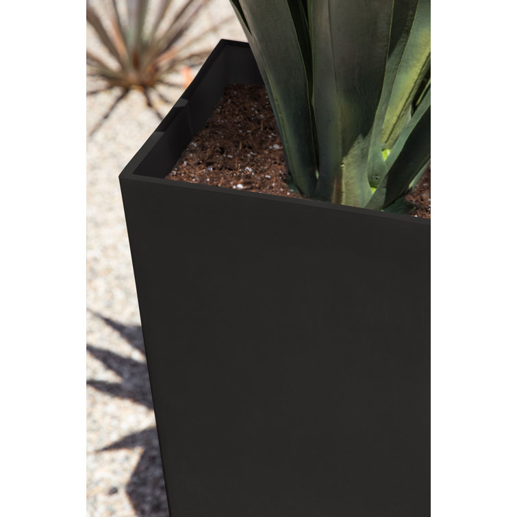 Black 26" Tall Modern Plastic Planter Set
