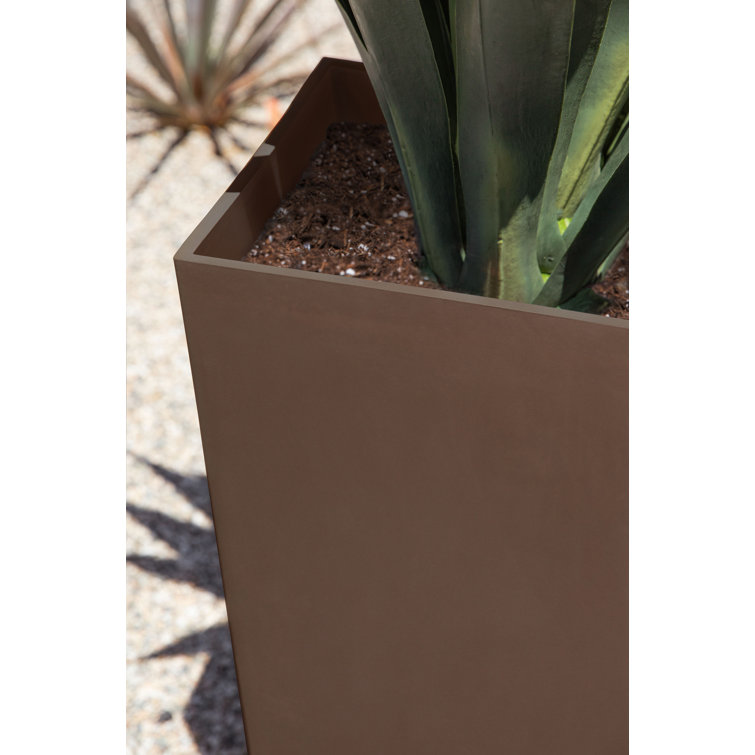 Espresso Sleek Square Tapered Modern Planter 26" High