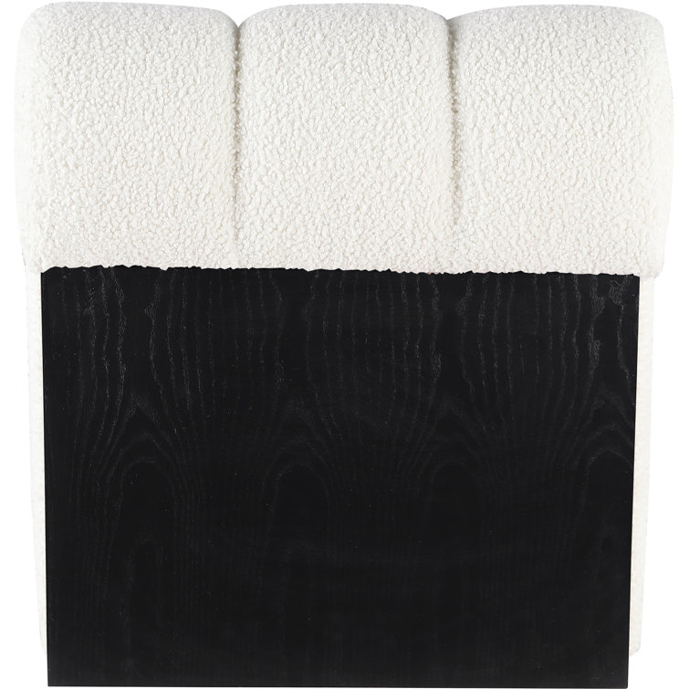 Cream Faux Sheepskin Slipper Chair with Black Legs
