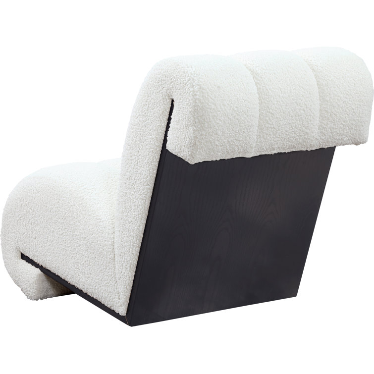 Cream Faux Sheepskin Slipper Chair with Black Legs