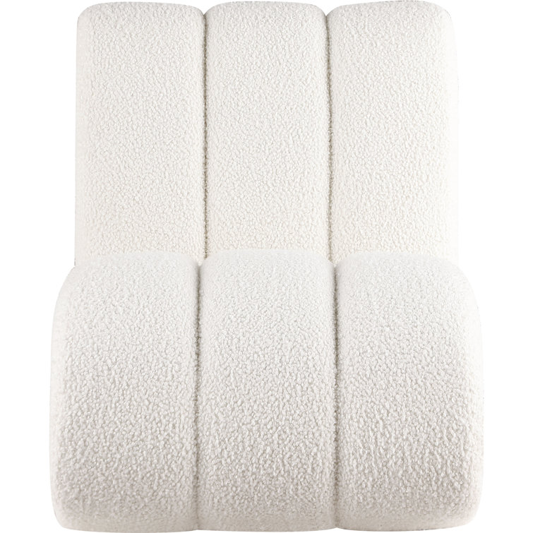 Cream Faux Sheepskin Slipper Chair with Black Legs