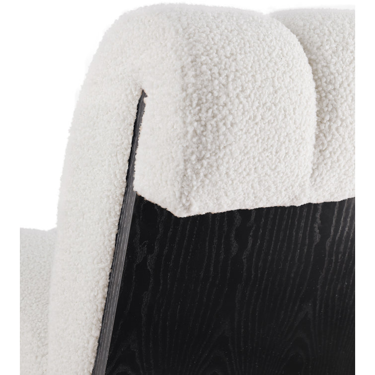 Cream Faux Sheepskin Slipper Chair with Black Legs
