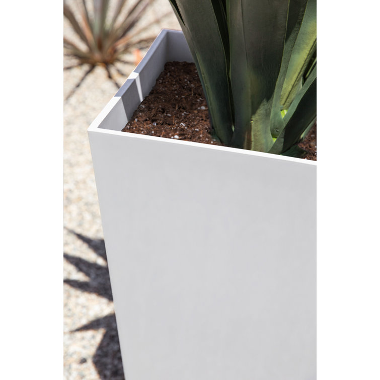 Midland Modern 26" White Recycled Plastic Indoor/Outdoor Planter