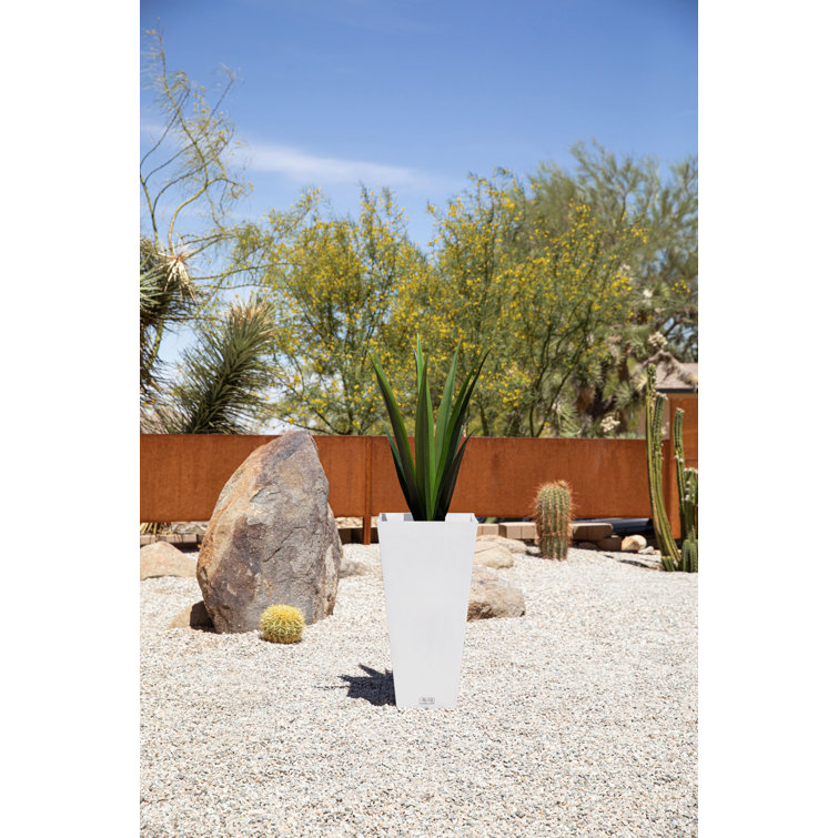 Midland Modern 26" White Recycled Plastic Indoor/Outdoor Planter