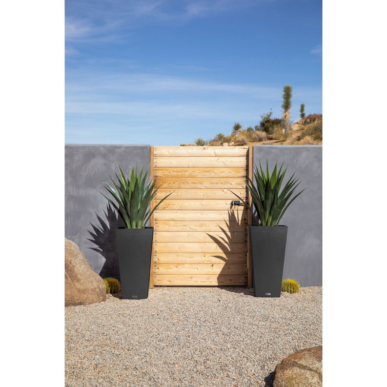 Black Tall Square Plastic Planter Set for Indoor/Outdoor Use