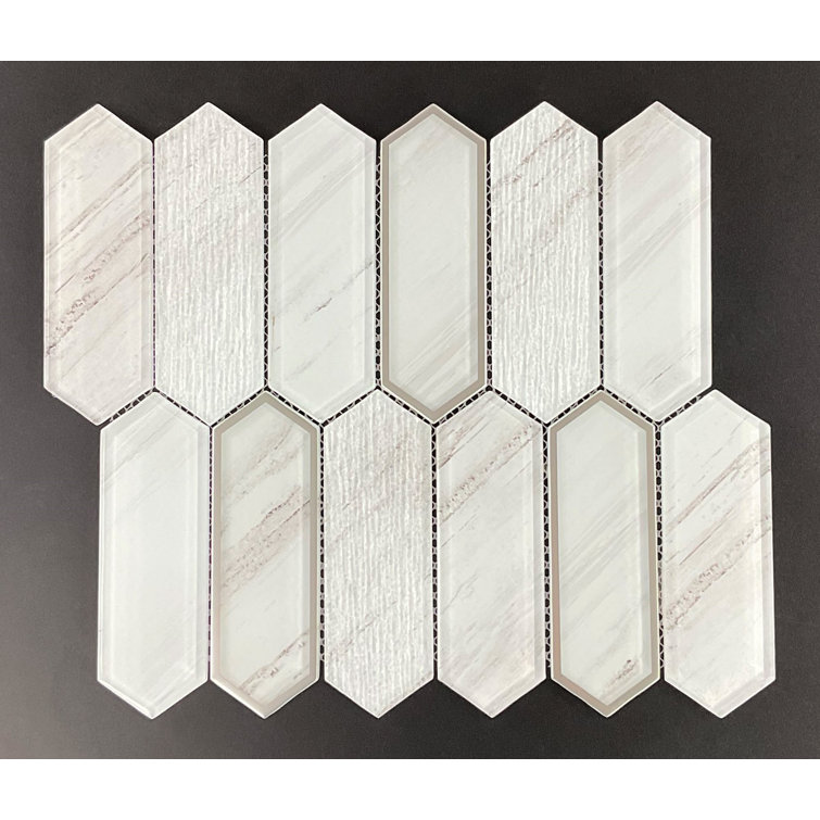 Gray Mist and Silver Glazed Glass Mosaic Wall Tile
