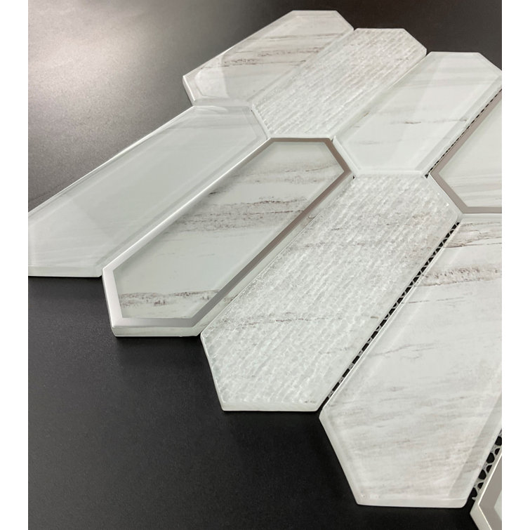 Gray Mist and Silver Glazed Glass Mosaic Wall Tile