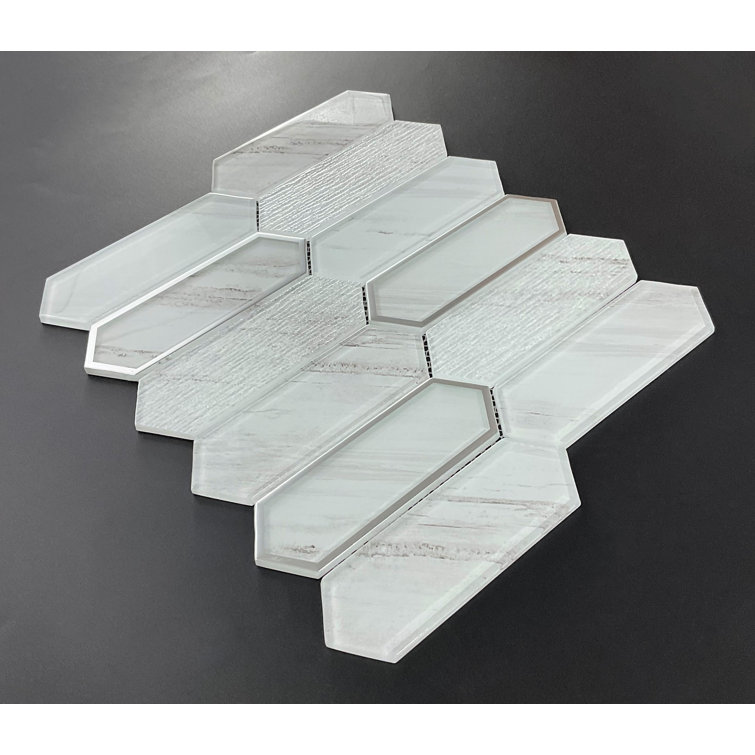 Gray Mist and Silver Glazed Glass Mosaic Wall Tile