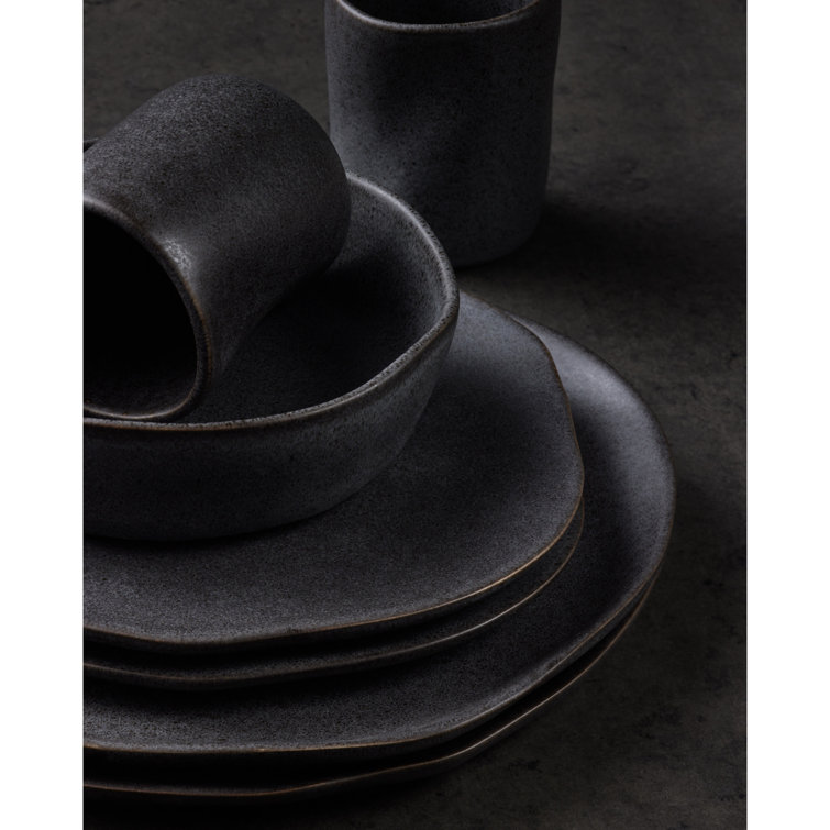 Gray Ceramic 32-Piece Dinnerware Set for 8