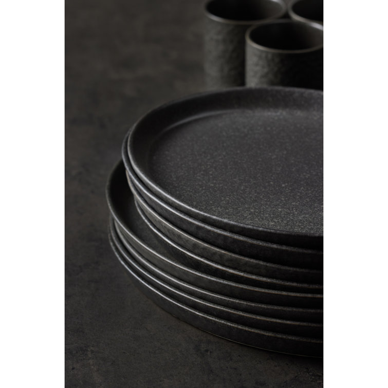 Charcoal Ceramic Textured 16-Piece Dinnerware Set