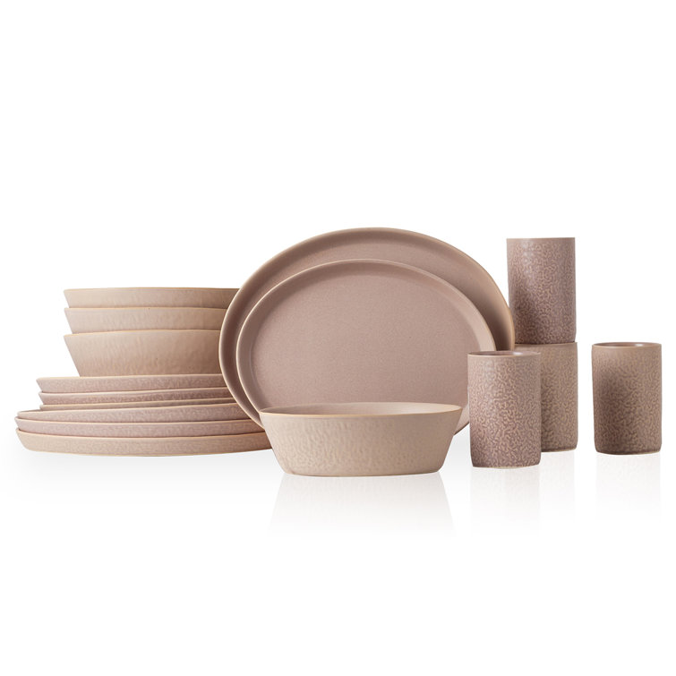 Nude Ceramic Minimalist 16-Piece Dinnerware Set