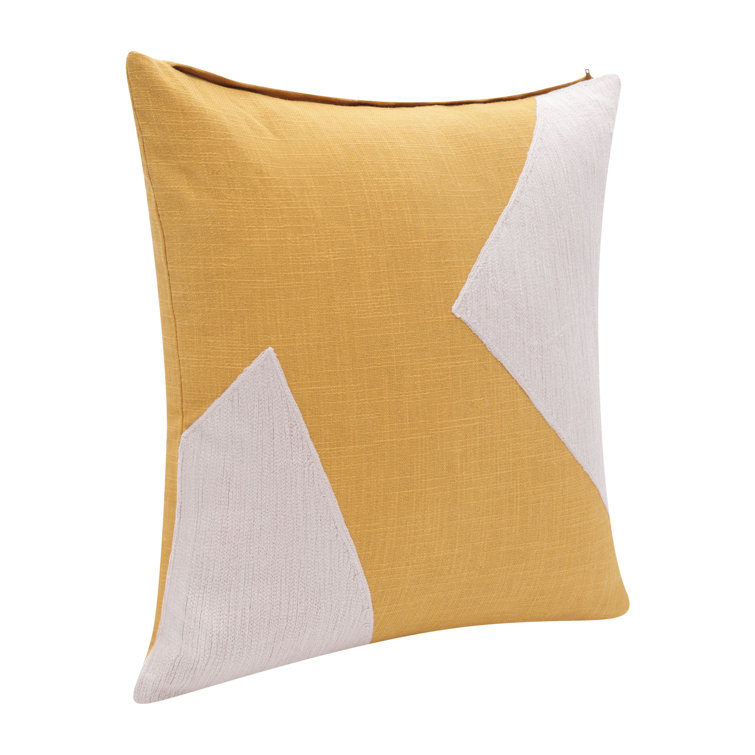 Yellow and White Geometric Cotton Throw Pillow Set