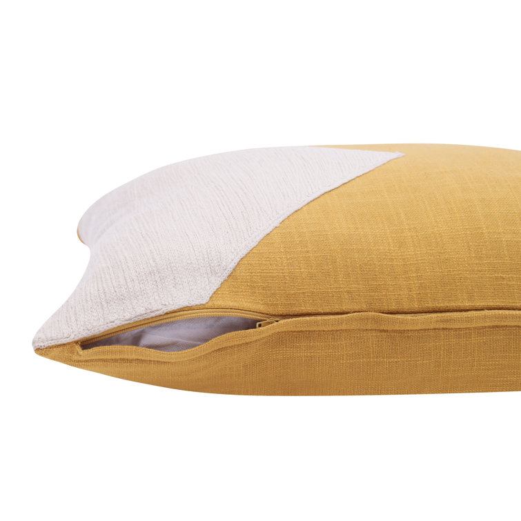 Yellow and White Geometric Cotton Throw Pillow Set