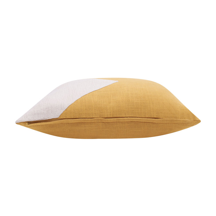 Yellow and White Geometric Cotton Throw Pillow Set