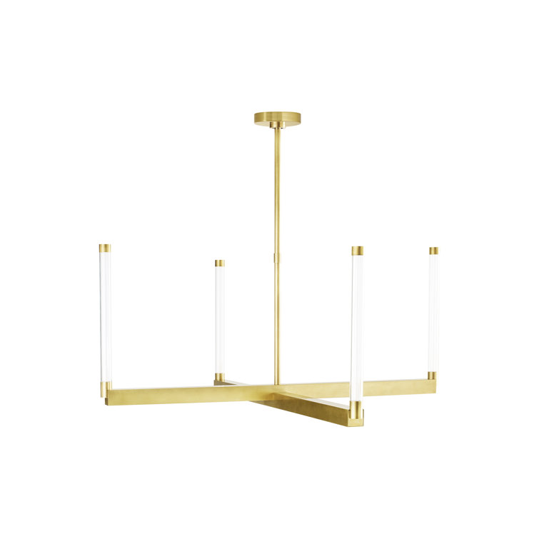 Phobos Sculptural LED Chandelier in Natural Brass, 36" Diameter