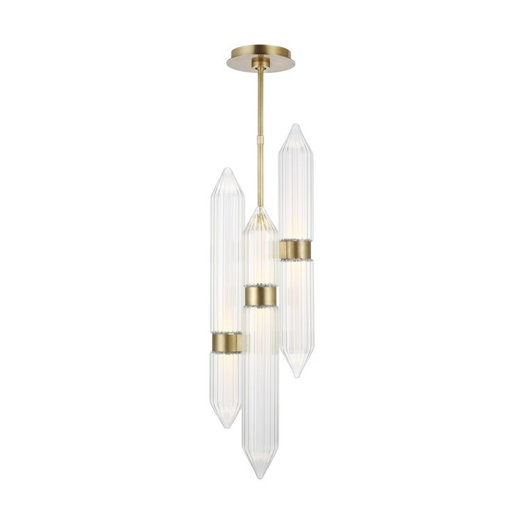 Langston Elegant Crystal LED Pendant in Plated Brass