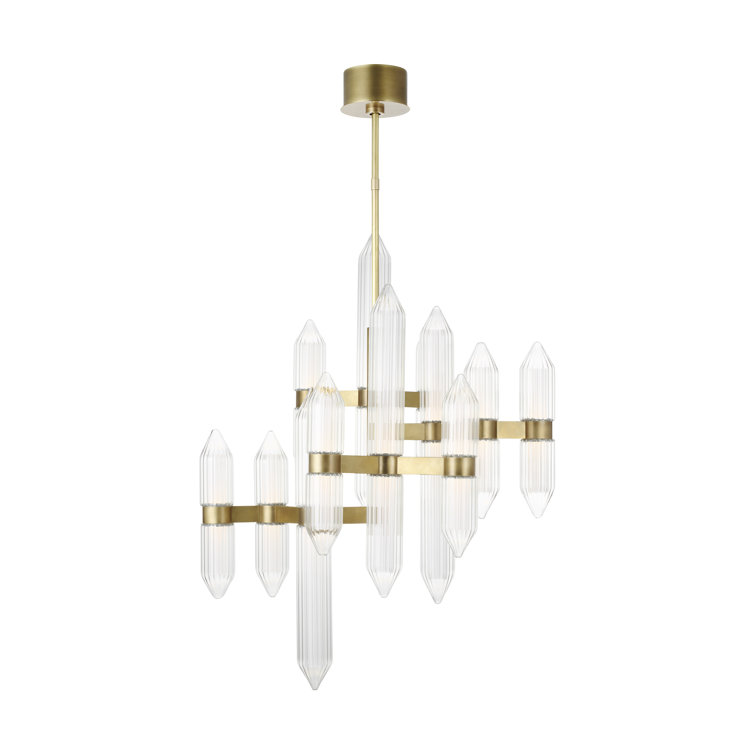 Langston Geometric Brass & Crystal LED Chandelier, 31"