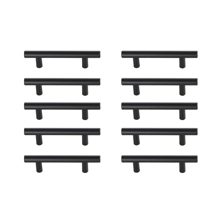 Matte Black Nickel Modern Bar Pulls with Mounting Hardware