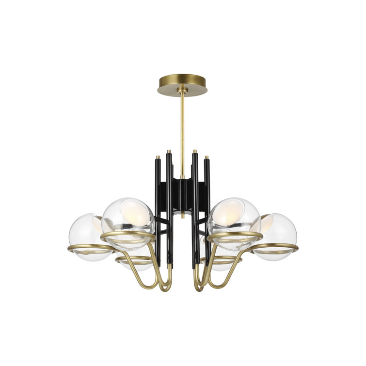 Crosby Glossy Black 29.5" LED Chandelier with Clear Glass Globe Shades