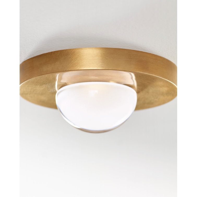 Ebell Modern LED Flush Mount in Natural Brass with Domed Glass