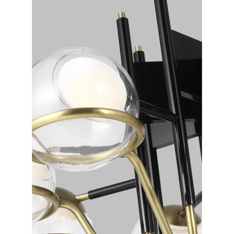 Crosby Glossy Black 37.7" LED Chandelier with Clear Glass Globes