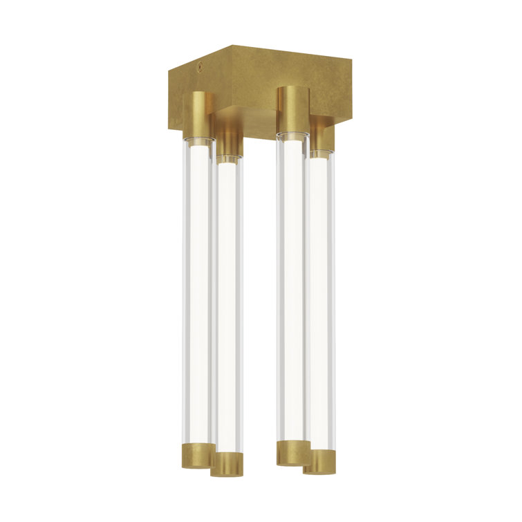 Elegant Brass and Glass Square LED Flush Mount Light
