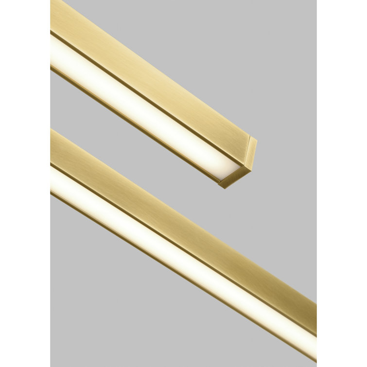 Stagger 2-Light 84" LED Linear Pendant in Natural Brass
