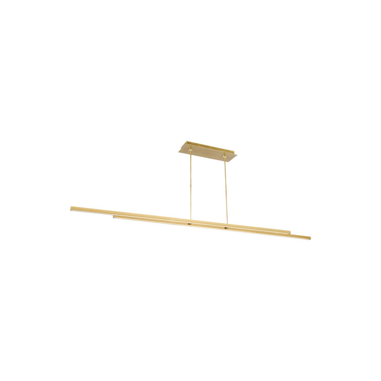 Stagger 2-Light 84" LED Linear Pendant in Natural Brass