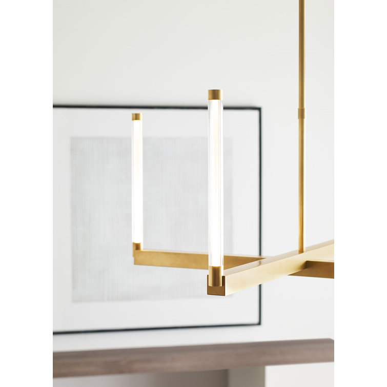 Phobos Natural Brass LED Chandelier 24" Intersecting Form
