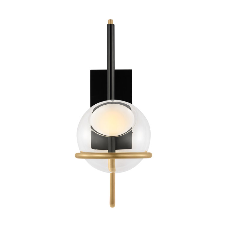 Crosby Medium Dimmable LED Wall Sconce in Glossy Black and Natural Brass