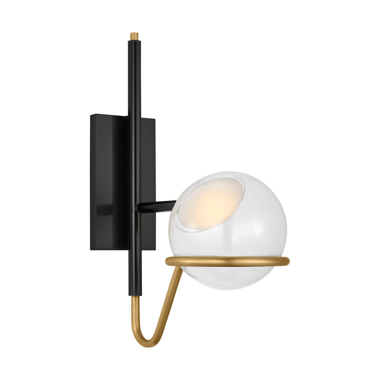 Crosby Medium Dimmable LED Wall Sconce in Glossy Black and Natural Brass