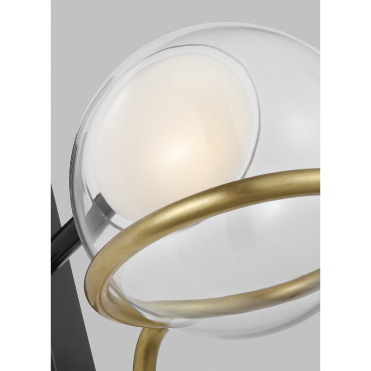 Crosby Medium Dimmable LED Wall Sconce in Glossy Black and Natural Brass