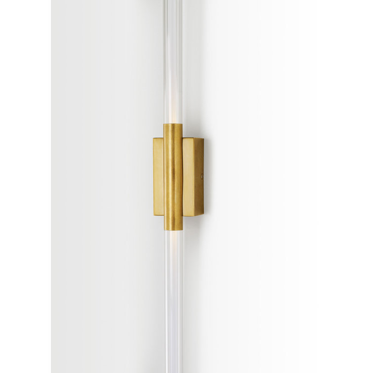 Natural Brass LED Wall Sconce with Clear Glass Shade