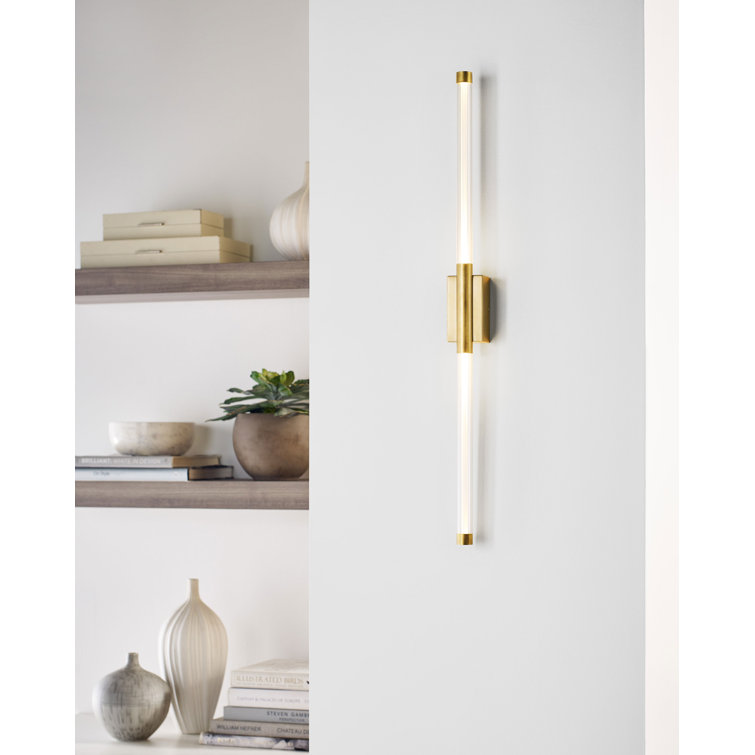 Natural Brass LED Wall Sconce with Clear Glass Shade