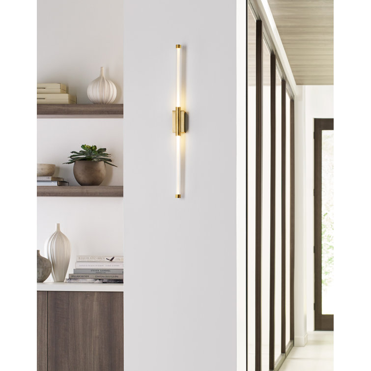 Natural Brass LED Wall Sconce with Clear Glass Shade
