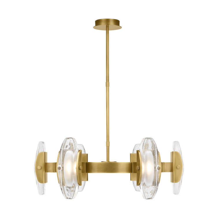 Wythe Medium Plated Brass and Glass LED Chandelier