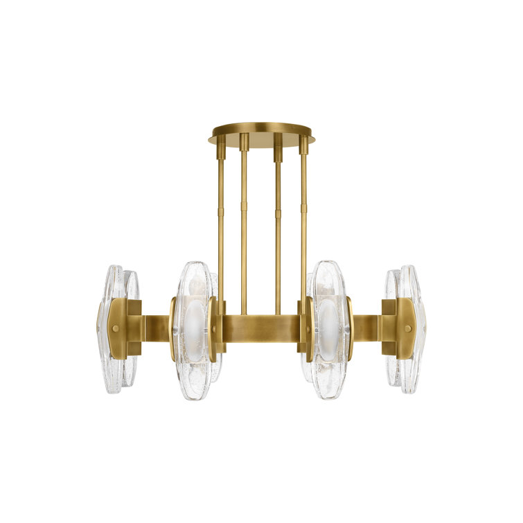 Wythe Large LED Chandelier in Plated Brass with Cast Glass