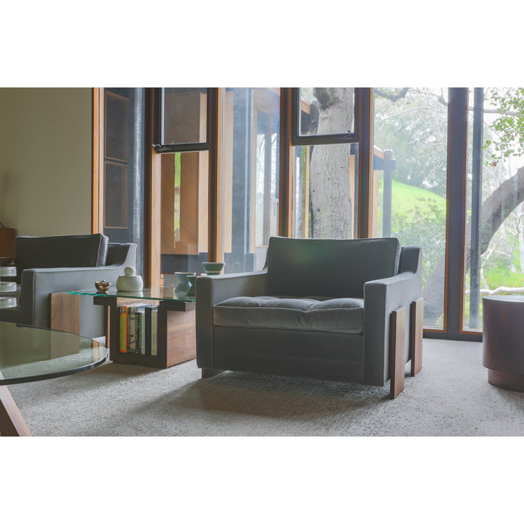 Eclipse Walnut Pedestal Coffee Table with Tempered Glass Top