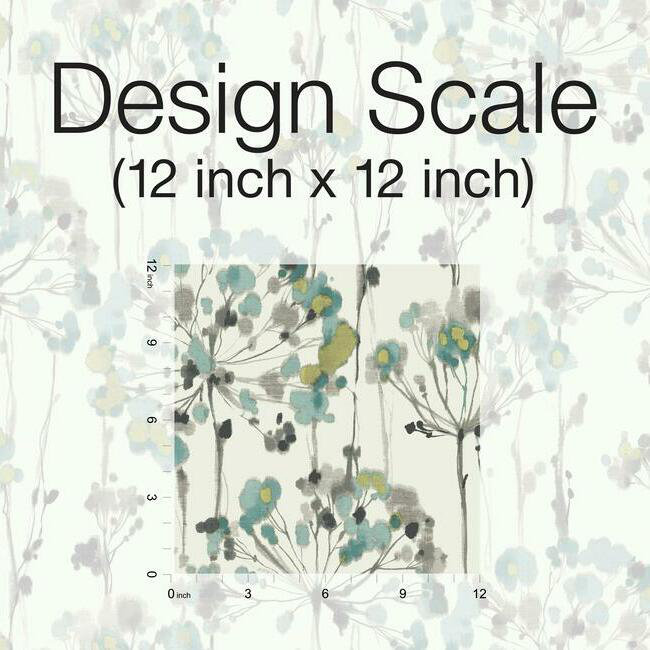 Turquoise and White Floral Vinyl Wallpaper Roll