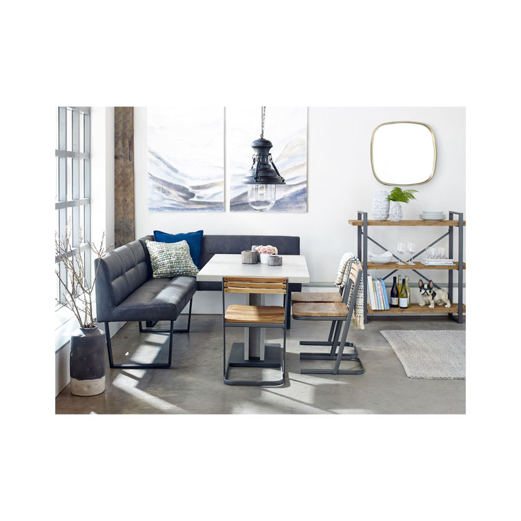 Hanlon Contemporary Dark Gray Upholstered Corner Bench