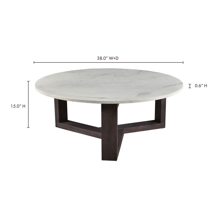Contemporary Charcoal Grey & White Round Wood Coffee Table
