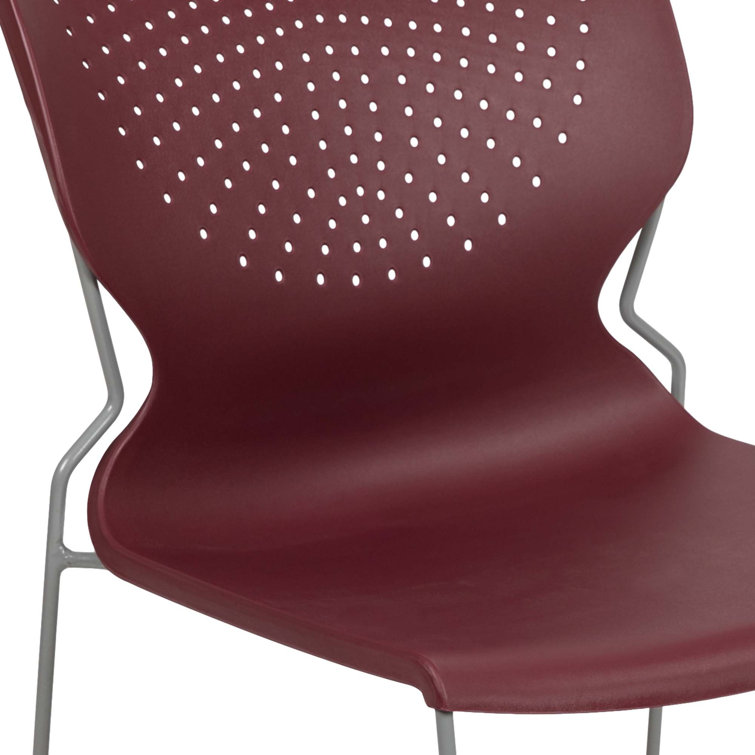 Everleigh Orange Full Back Ergonomic Stack Chair with Gray Metal Frame