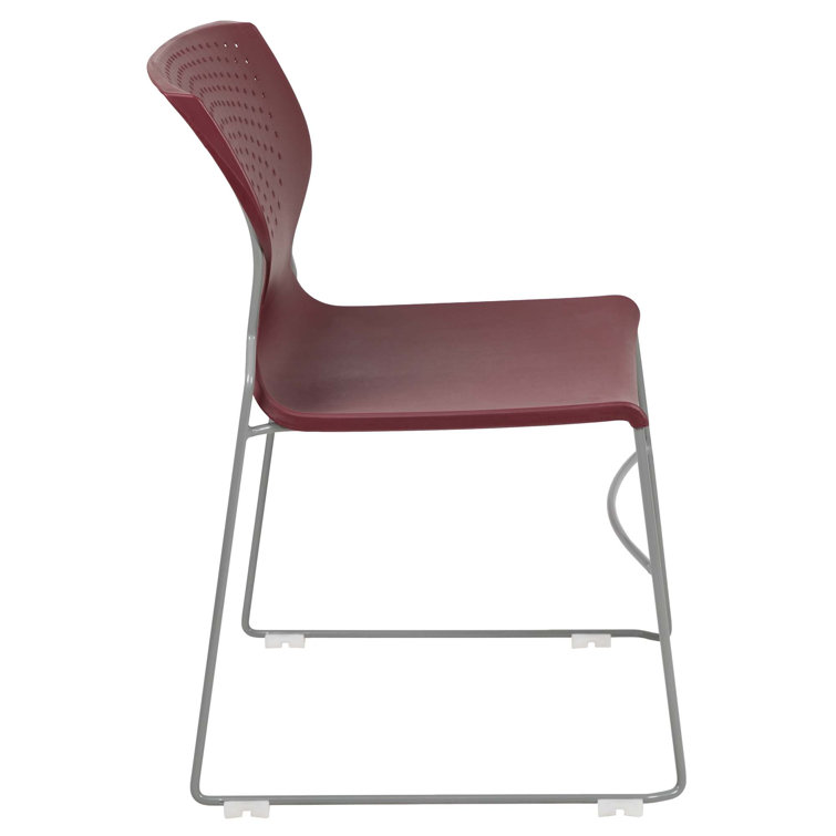 Everleigh Orange Full Back Ergonomic Stack Chair with Gray Metal Frame