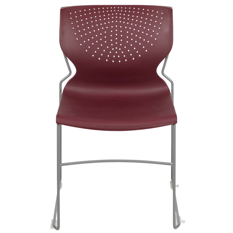Everleigh Orange Full Back Ergonomic Stack Chair with Gray Metal Frame