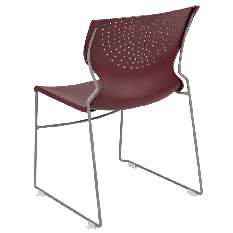Everleigh Orange Full Back Ergonomic Stack Chair with Gray Metal Frame
