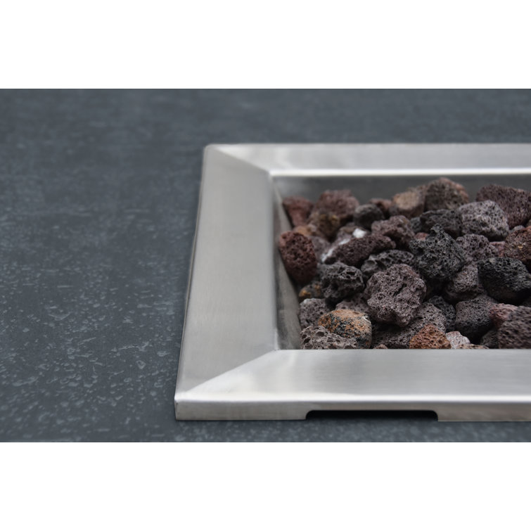 Gray Gas Free-Standing Fire Pit Table with Lava Rocks
